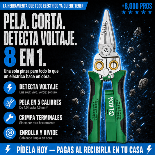 Pinza Electricista Detector Voltaje | 8 Herramientas en 1 ⚡